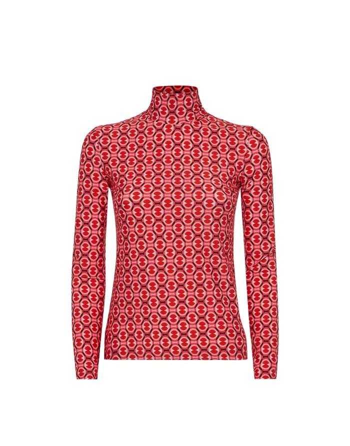 La Doublej Turtleneck Sugar Rush Red In Skinny Jersey Women Loungewear