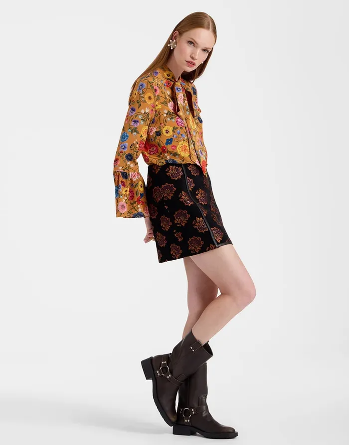 La Doublej Twiggy Skirt Rosette Black In Jacquard Women Skirts