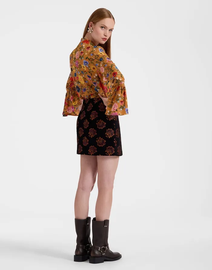 La Doublej Twiggy Skirt Rosette Black In Jacquard Women Skirts