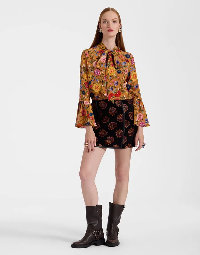 La Doublej Twiggy Skirt Rosette Black In Jacquard Women Skirts