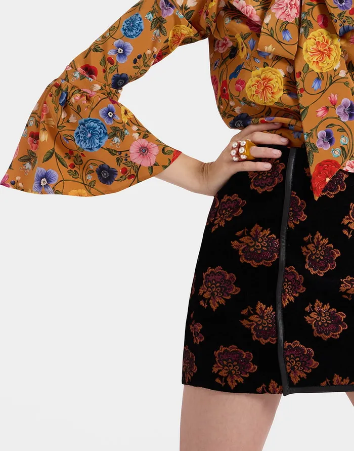 La Doublej Twiggy Skirt Rosette Black In Jacquard Women Skirts
