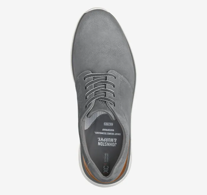 LaceUps Johnston and Murphy Men XC4 Prentiss 2 Plain Toe Gray Waterproof Tumbled Nubuck