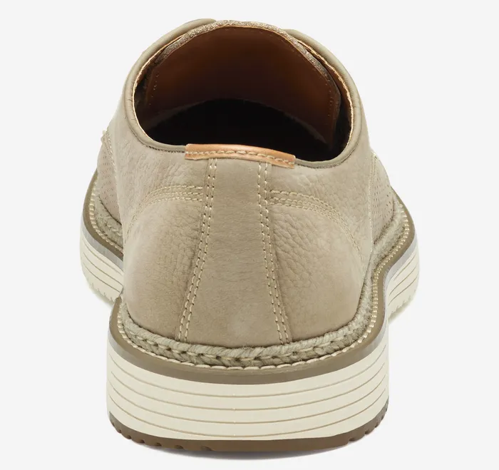 LaceUps Men Johnston and Murphy Upton Perfed Plain Toe Taupe Nubuck
