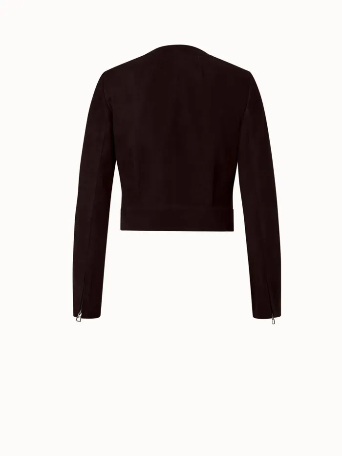 Lambskin Suede Short Jacket Blackberry Women Akris Jackets