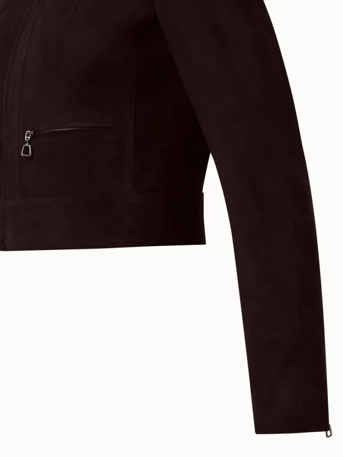 Lambskin Suede Short Jacket Blackberry Women Akris Jackets