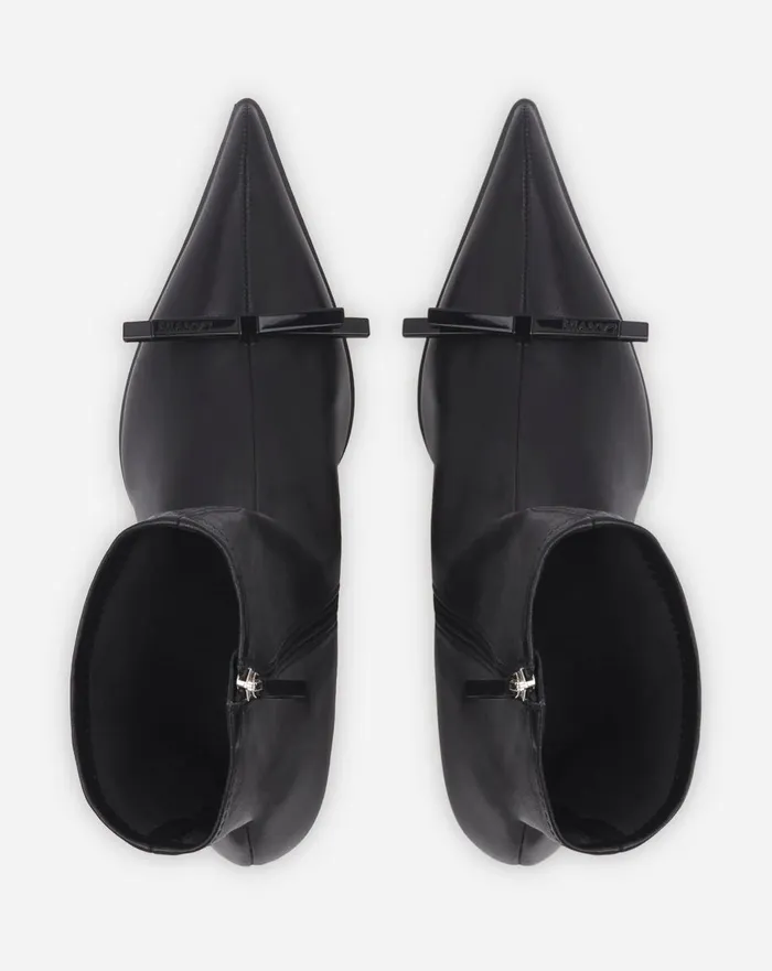 Lanvin Bow Ankle Boots In Leather Black Women Lanvin Boots and Booties