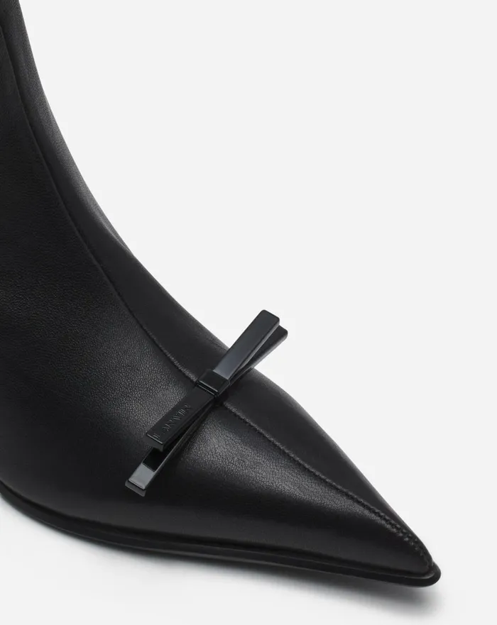 Lanvin Bow Ankle Boots In Leather Black Women Lanvin Boots and Booties