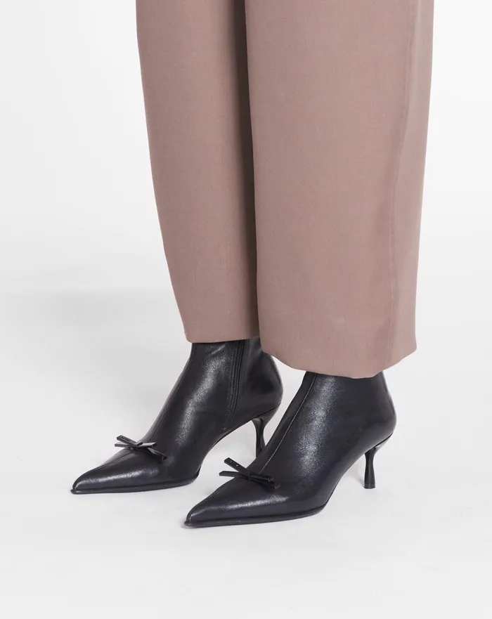 Lanvin Bow Ankle Boots In Leather Black Women Lanvin Boots and Booties