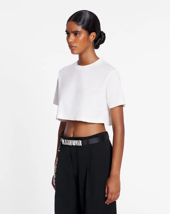 Lanvin X Future Cropped Printed Tshirt White Mustang Women Lanvin TShirts and Sweatshirts Lanvin X Future Cropped Printed Tshirt White Mustang Women Lanvin TShirts and Sweatshirts