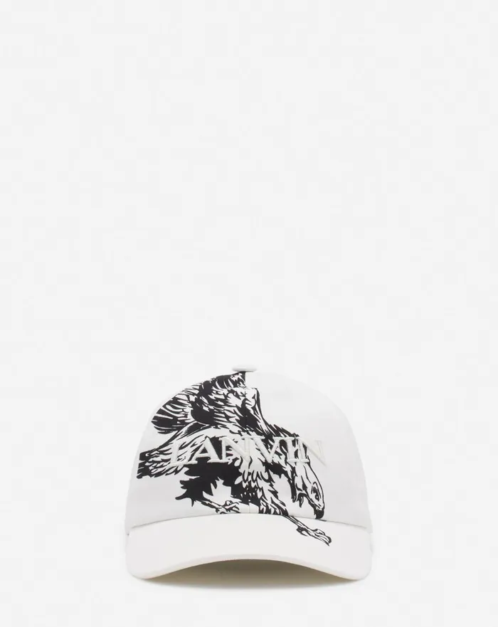Lanvin X Future Eagle Cotton Cap Off White Black Men Lanvin Hats