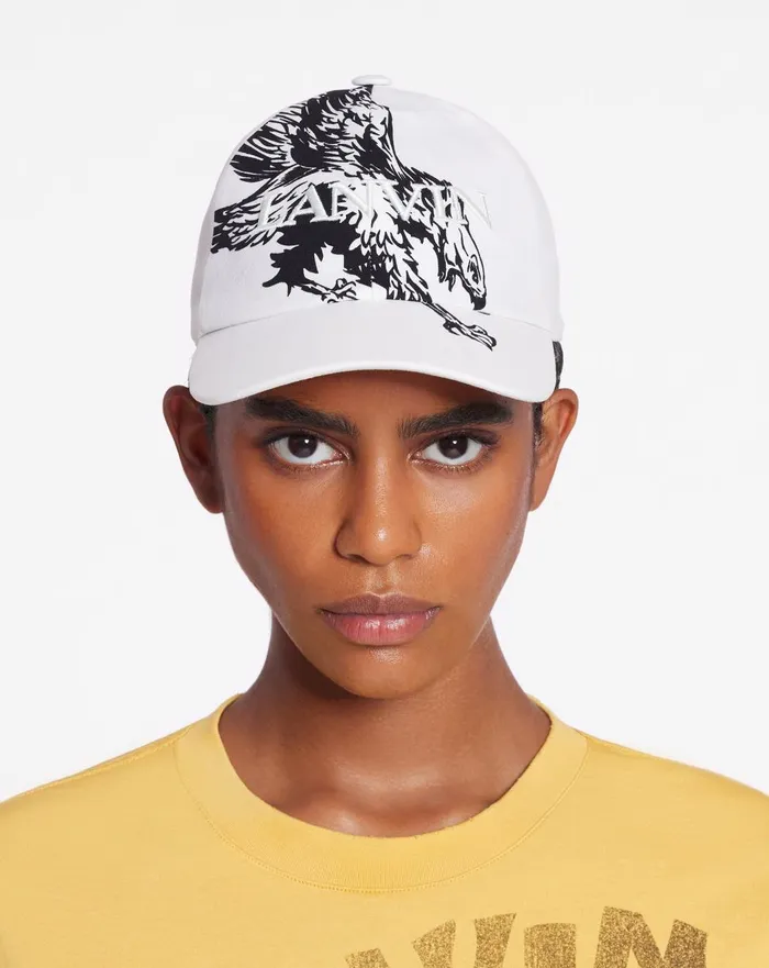 Lanvin X Future Eagle Cotton Cap Off White Black Men Lanvin Hats Lanvin X Future Eagle Cotton Cap Off White Black Men Lanvin Hats
