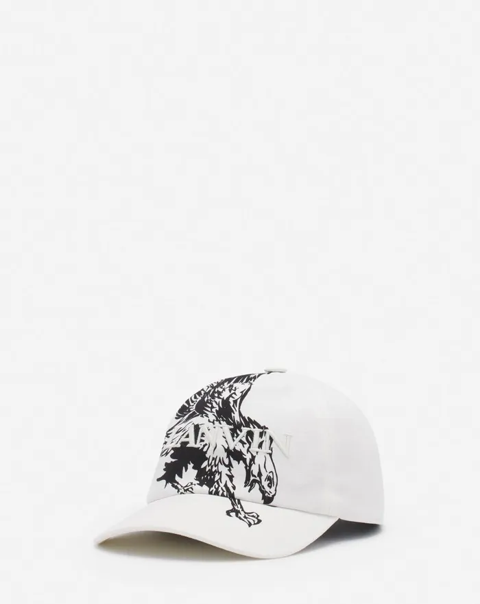 Lanvin X Future Eagle Cotton Cap Off White Black Men Lanvin Hats Lanvin X Future Eagle Cotton Cap Off White Black Men Lanvin Hats