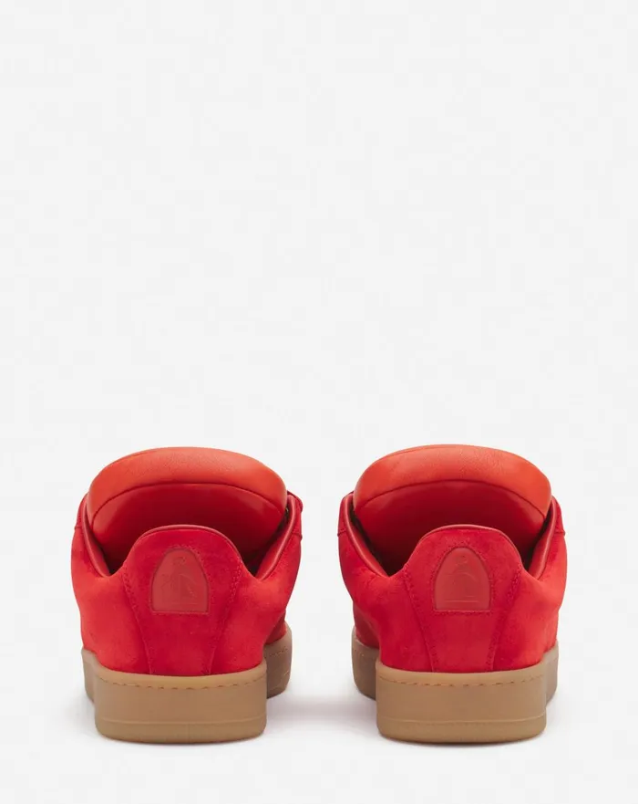 Lanvin X Future Hyper Curb Sneakers In Leather And Suede For Men Poppy Redorange Men Lanvin Sneakers Lanvin X Future Hyper Curb Sneakers In Leather And Suede For Men Poppy Redorange Men Lanvin Sneakers