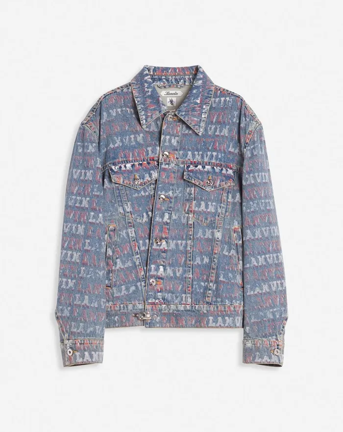Lanvin X Future Unisex Asymmetrical Printed Jacket Light Blue Men Lanvin Coats and Jackets