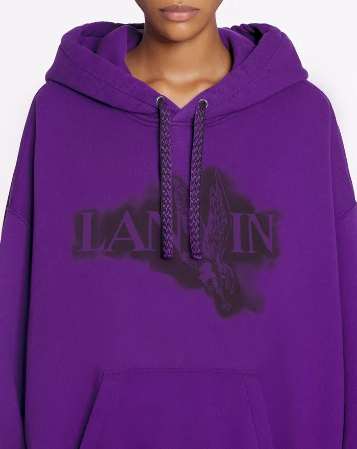 Lanvin X Future Unisex Baggy Hoodie With Eagle Print Purple Reign Men Lanvin Knitwear and Sweatshirts Lanvin X Future Unisex Baggy Hoodie With Eagle Print Purple Reign Men Lanvin Knitwear and Sweatshirts