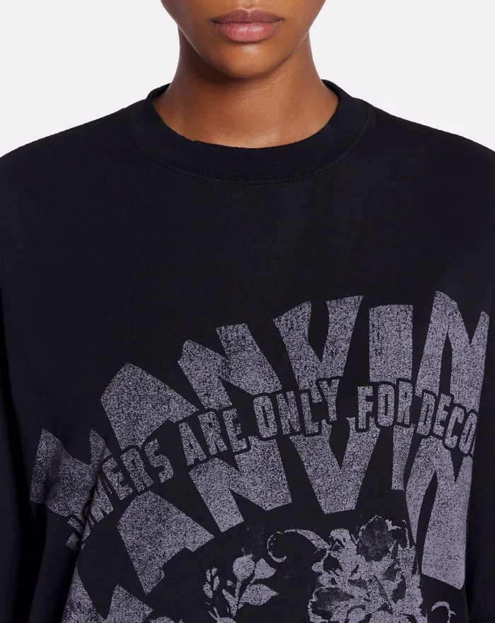 Lanvin X Future Unisex Loosefit Printed Tshirt Black Men Lanvin Tshirts and Polos