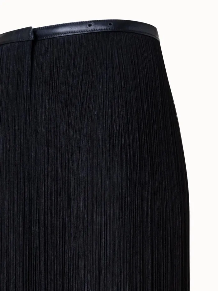 Leather Belt With Long Fringes Black Women Akris Belts