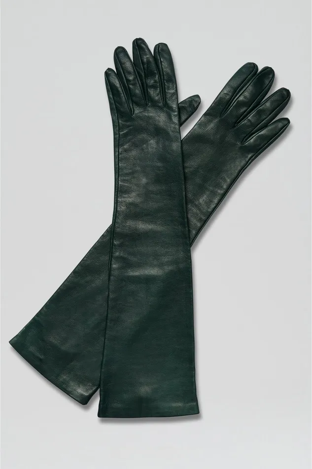 LEATHER GLOVES DARK GREEN Leather Scanlan Theodore Women