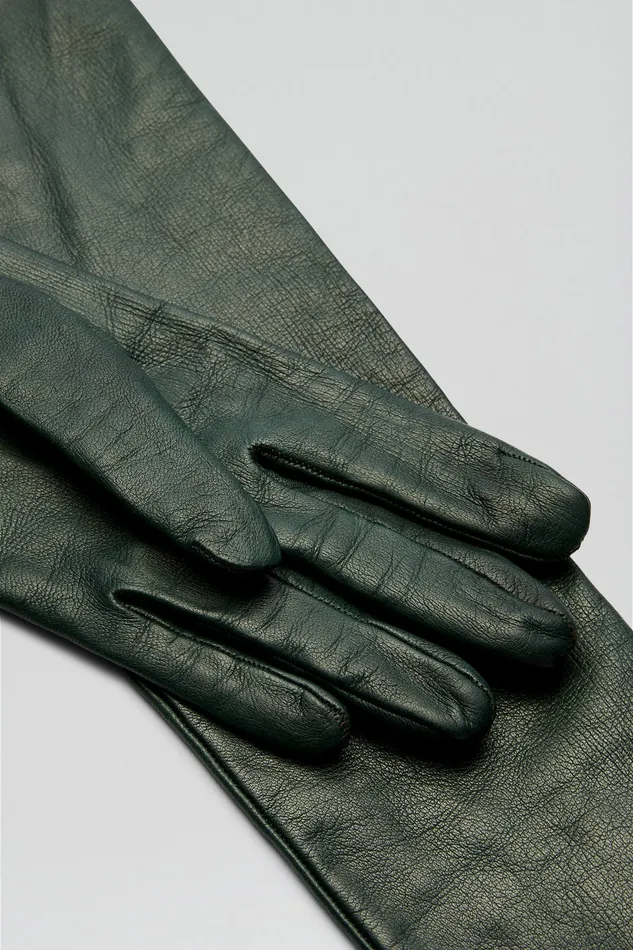 LEATHER GLOVES DARK GREEN Leather Scanlan Theodore Women