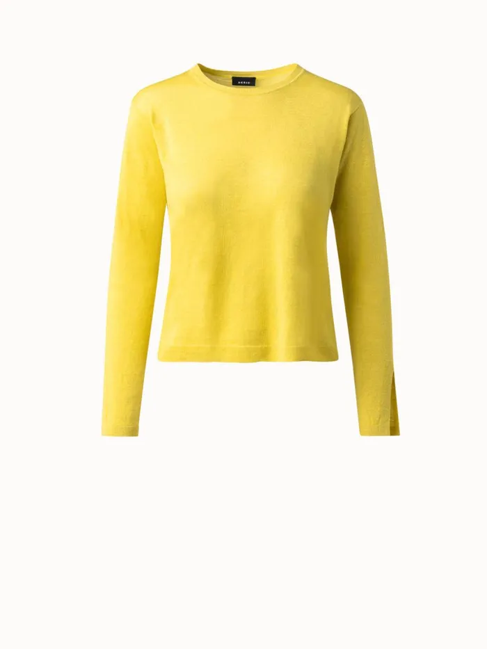 Linen Cashmere Silk Boxy Knit Pullover Mimosa Women Akris Knitwear