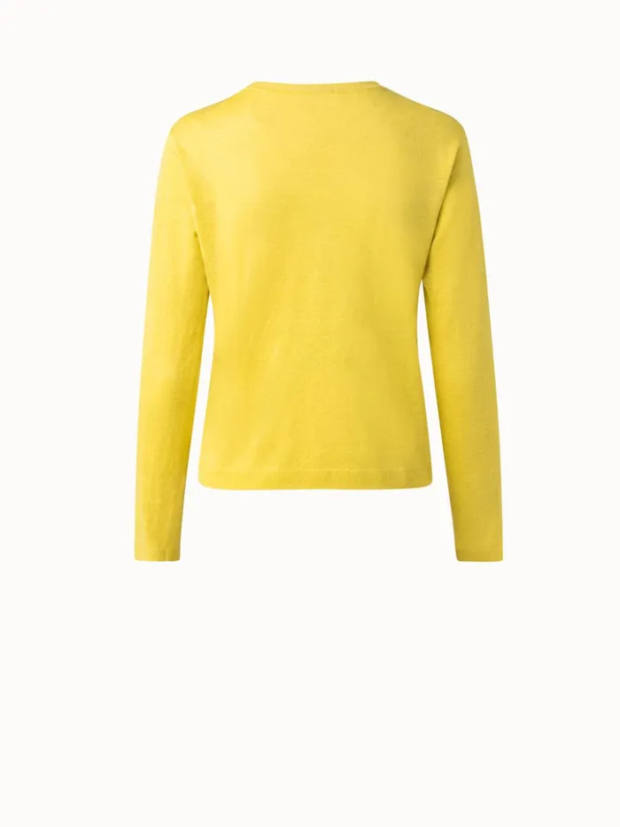 Linen Cashmere Silk Boxy Knit Pullover Mimosa Women Akris Knitwear