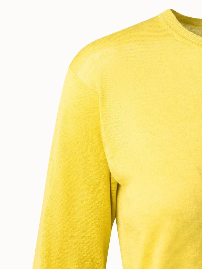 Linen Cashmere Silk Boxy Knit Pullover Mimosa Women Akris Knitwear