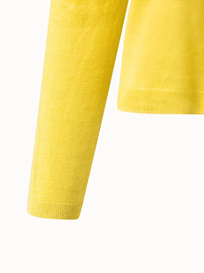 Linen Cashmere Silk Boxy Knit Pullover Mimosa Women Akris Knitwear