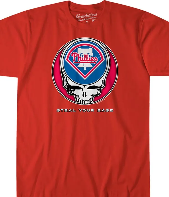 Liquid Blue Athletic TShirt Men Philadelphia Phillies Steal Your Base Red Athletic TShirt