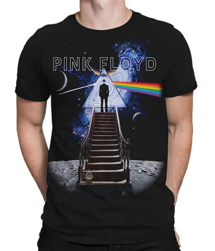 Liquid Blue Athletic TShirt Men Stairway To The Moon Black Athletic TShirt