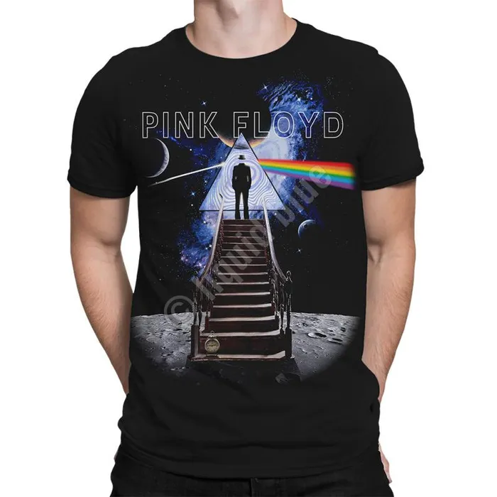 Liquid Blue Athletic TShirt Men Stairway To The Moon Black Athletic TShirt