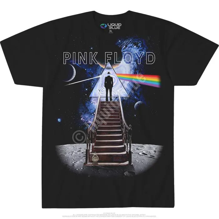 Liquid Blue Athletic TShirt Men Stairway To The Moon Black Athletic TShirt