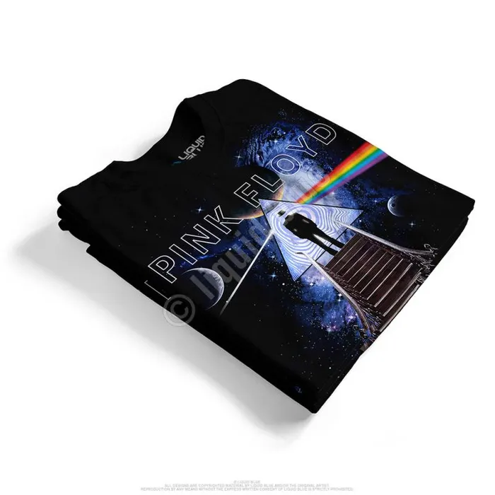 Liquid Blue Athletic TShirt Men Stairway To The Moon Black Athletic TShirt