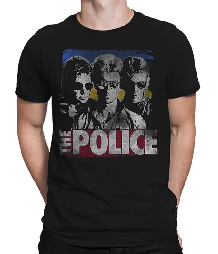 Liquid Blue Athletic TShirt Men The Police Greatest Hits Black Athletic TShirt