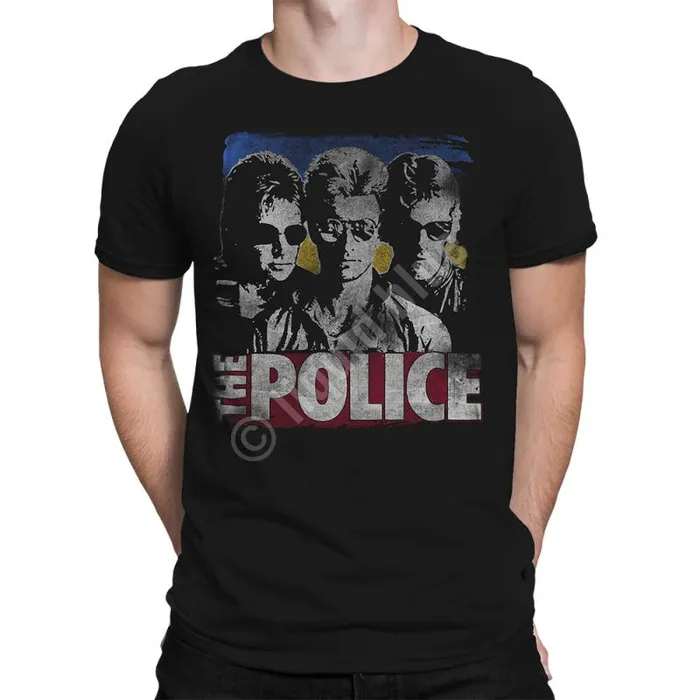Liquid Blue Athletic TShirt Men The Police Greatest Hits Black Athletic TShirt