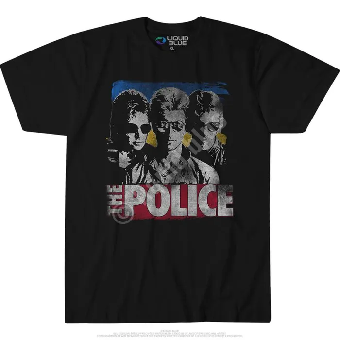 Liquid Blue Athletic TShirt Men The Police Greatest Hits Black Athletic TShirt