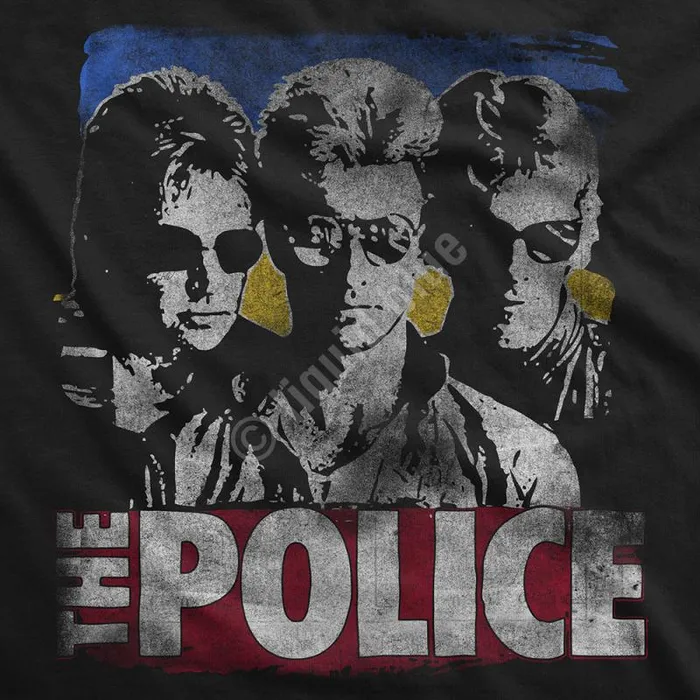 Liquid Blue Athletic TShirt Men The Police Greatest Hits Black Athletic TShirt