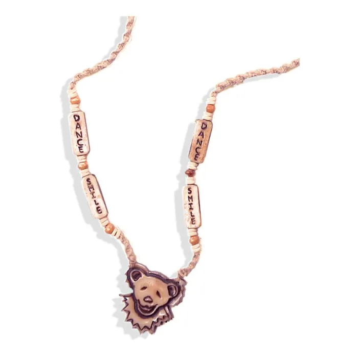 Liquid Blue Jewelry Accessories Bear Face And Smile Dance Bone Bead Hemp Necklace Liquid Blue Jewelry Accessories Bear Face And Smile Dance Bone Bead Hemp Necklace