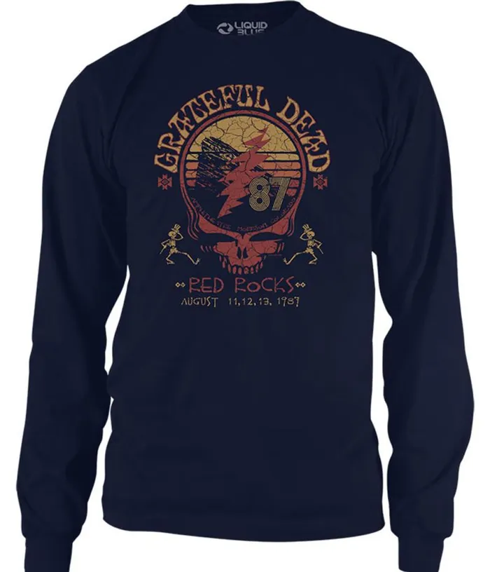 Liquid Blue Long Sleeve Men Red Rocks 87 Navy Long Sleeve TShirt