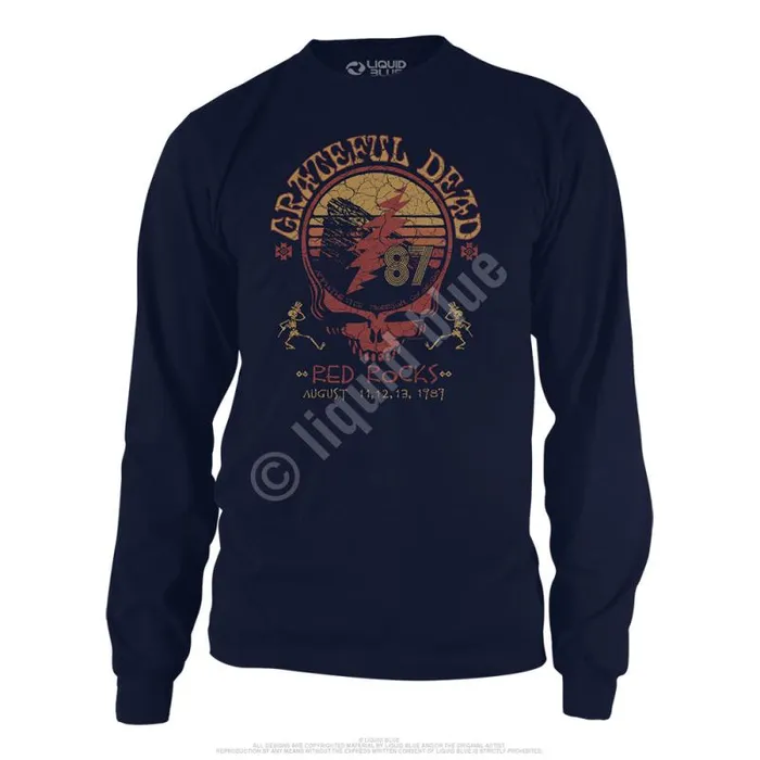 Liquid Blue Long Sleeve Men Red Rocks 87 Navy Long Sleeve TShirt