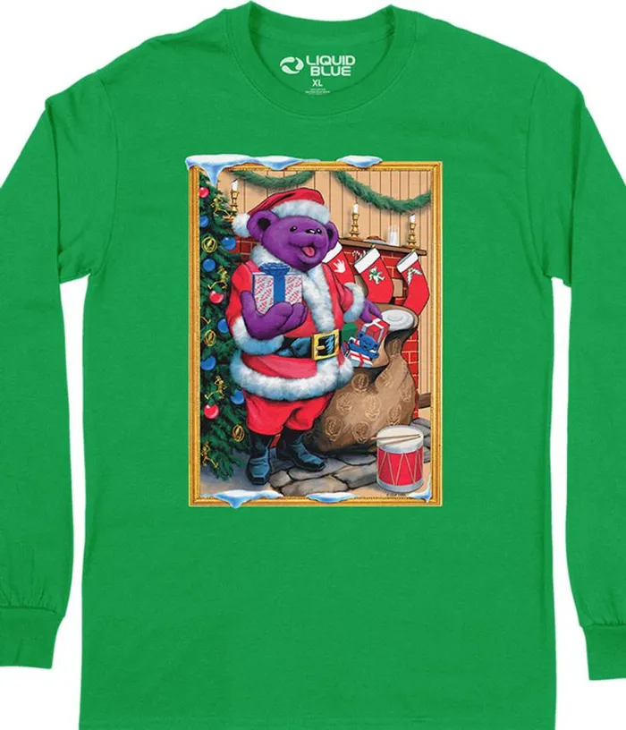 Liquid Blue Long Sleeve Men Santa Bear Long Sleeve TShirt