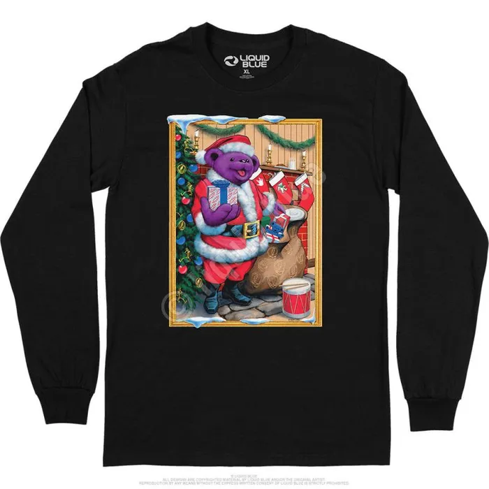 Liquid Blue Long Sleeve Men Santa Bear Long Sleeve TShirt