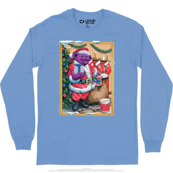 Liquid Blue Long Sleeve Men Santa Bear Long Sleeve TShirt