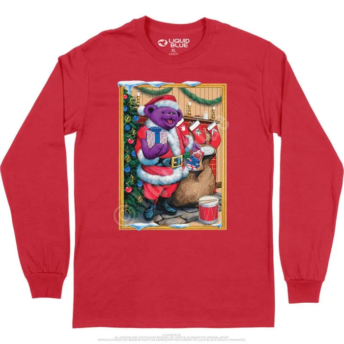Liquid Blue Long Sleeve Men Santa Bear Long Sleeve TShirt
