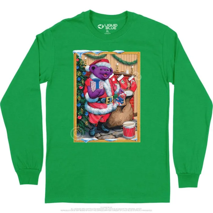 Liquid Blue Long Sleeve Men Santa Bear Long Sleeve TShirt