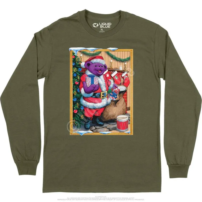 Liquid Blue Long Sleeve Men Santa Bear Long Sleeve TShirt