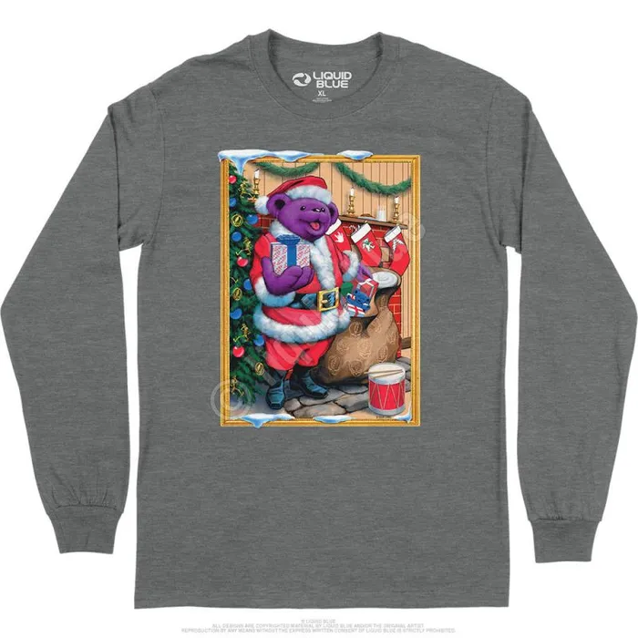 Liquid Blue Long Sleeve Men Santa Bear Long Sleeve TShirt