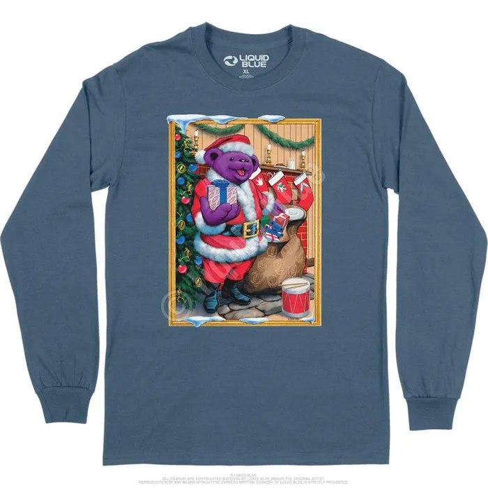 Liquid Blue Long Sleeve Men Santa Bear Long Sleeve TShirt