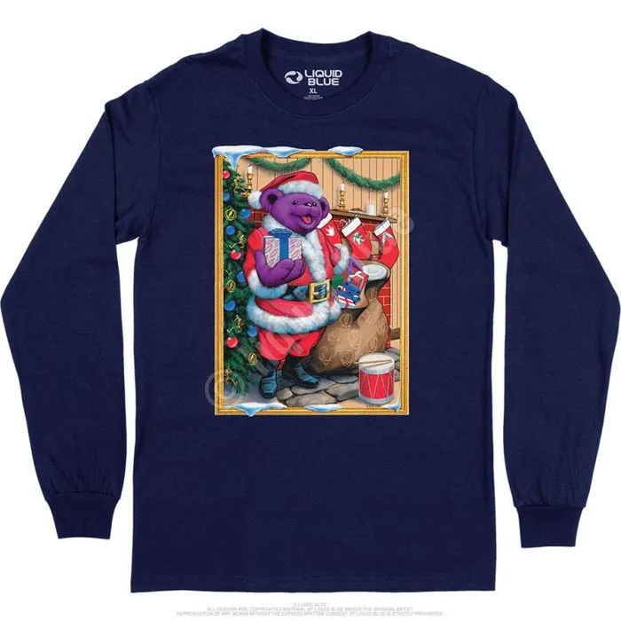Liquid Blue Long Sleeve Men Santa Bear Long Sleeve TShirt