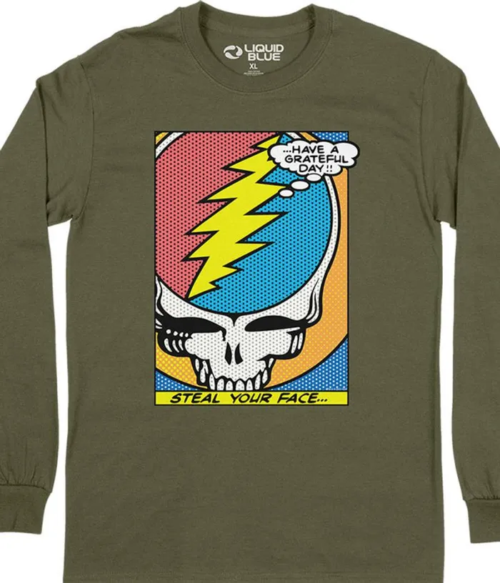 Liquid Blue Long Sleeve Men Steal Your Face Pop Art Long Sleeve TShirt