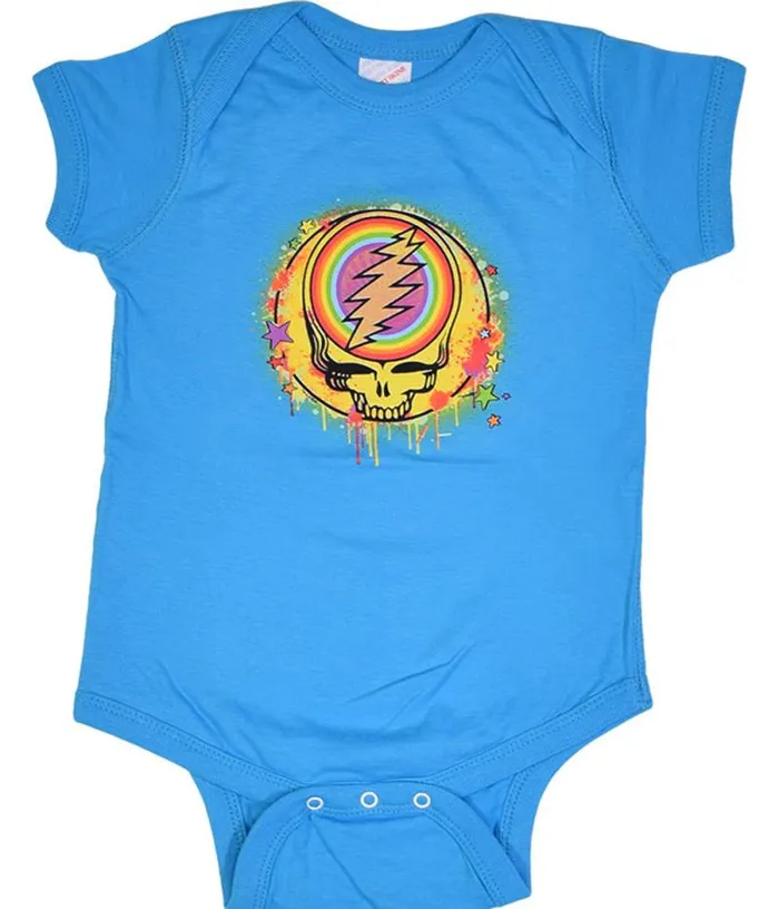 Liquid Blue Onesies Kids GD Rainbow Splatter Blue Onesie
